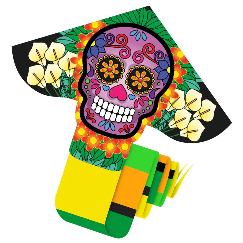 148 Inches Long (12 foot) Delta XLT Nylon Skull Day of the Dead Kite