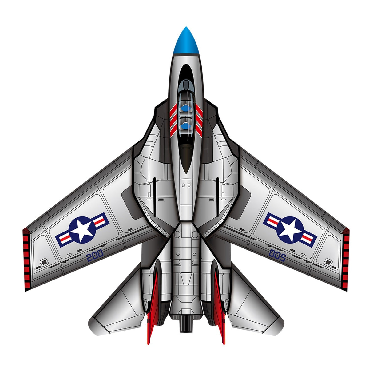 SuperSized Fighter Jet Nylon Kite w/ 3D Cockpit, 57 Inches Wide