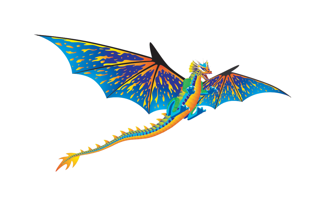 76 Inch (6 Foot) Wingspan 3-D Nylon Blue Dragon Kite – Great