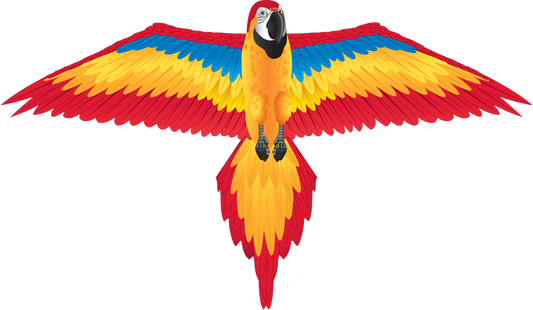 FantasyFliers Red Macaw Nylon Kite, 70 Inches Wide
